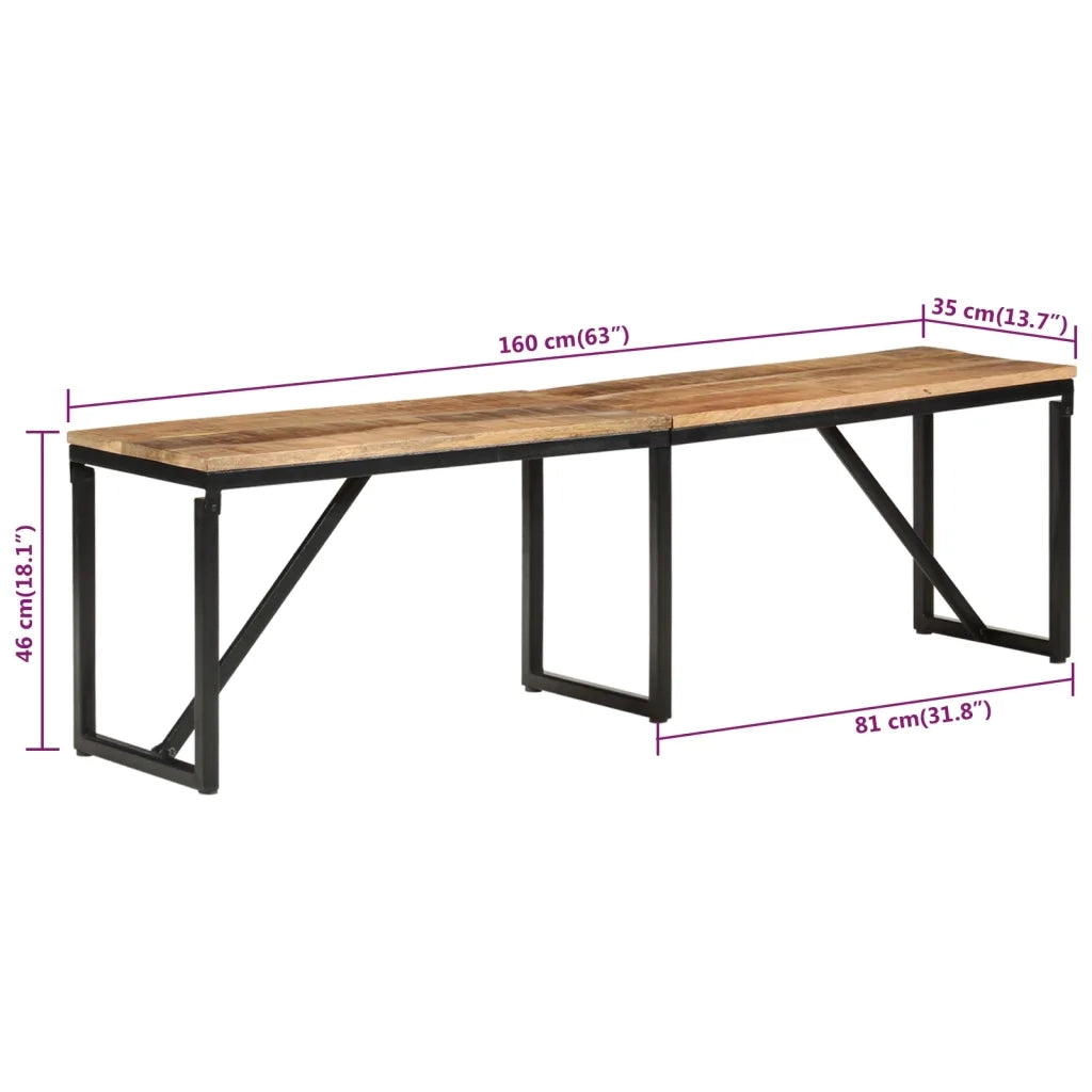 Panca 160x35x46 cm in Legno Massello di Mango 351683