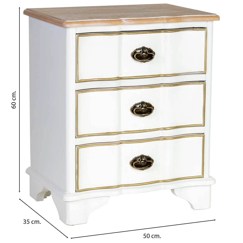 Comodino in legno bianco 50x35x60h cm
