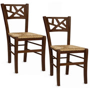 Sedie sala da pranzo Sissy set da 2 in paglia noce scuro con seduta in paglia