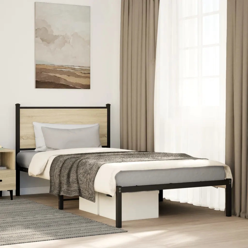 vidaXL Giroletto senza Materaso in Metallo Rovere Sonoma 100x200 cm