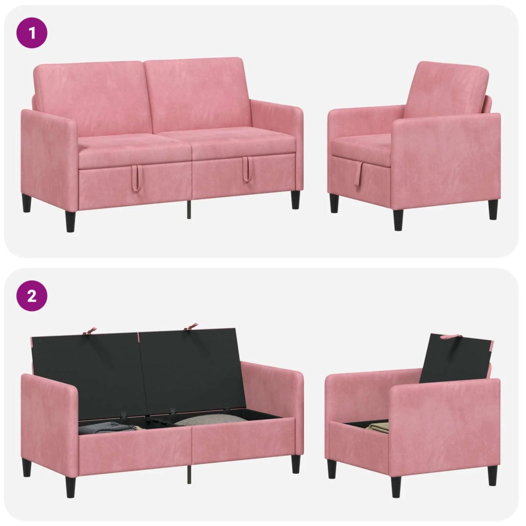 Set di Divani con Storage 2 pz Rosa Poliestere 3429194