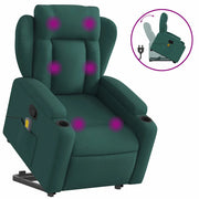 Poltrona Alzapersona Massaggiante | Sedia Relax Verde Scuro in Tessuto