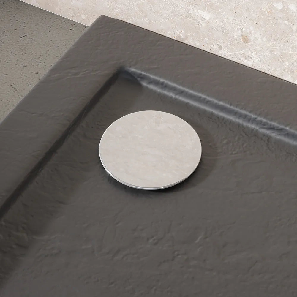 Piatto doccia 80x100 effetto pietra nero in acrilico altezza slim | Petra