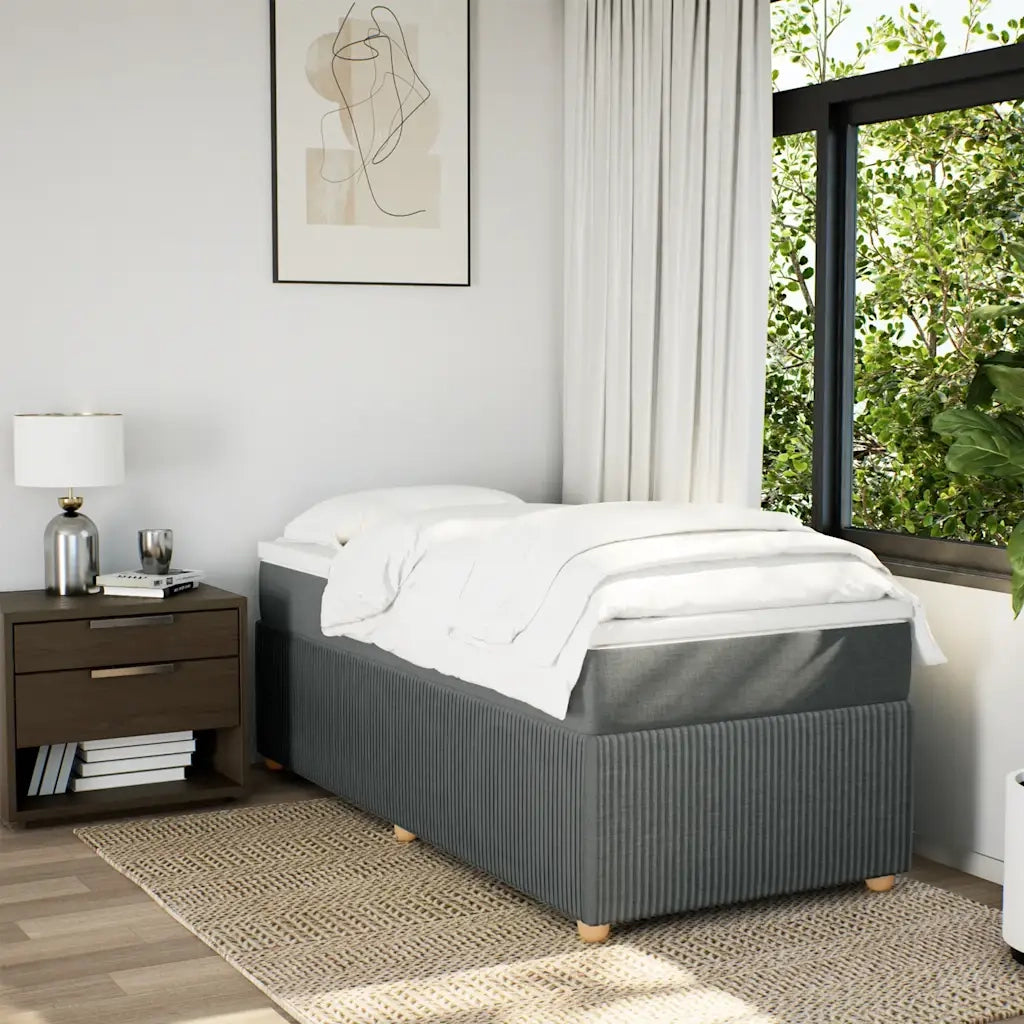 Giroletto a Molle con Materasso Grigio Scuro 80x200 cm Tessuto