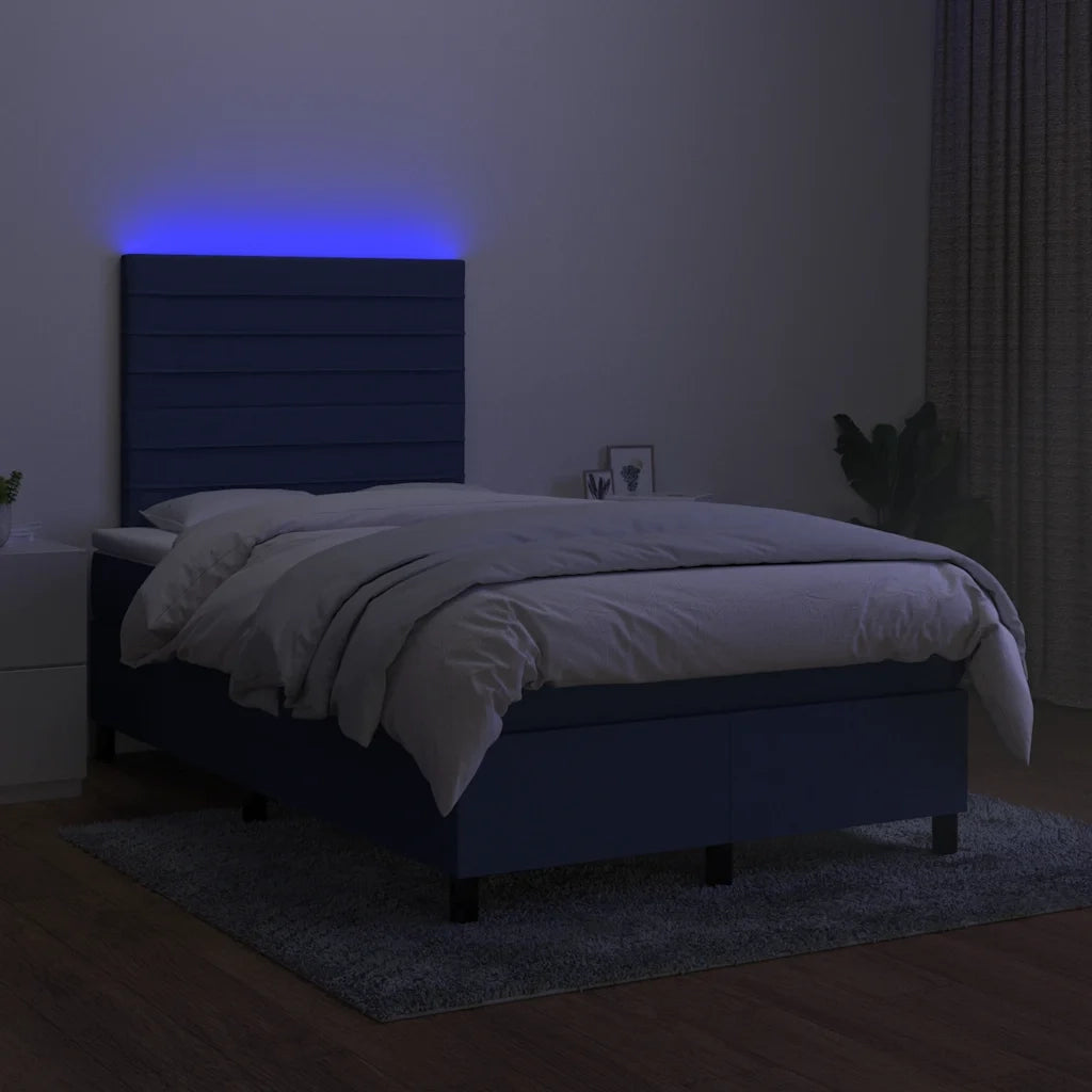 Letto a Molle con Materasso e LED Blu 120x190 cm in Tessuto 3270210