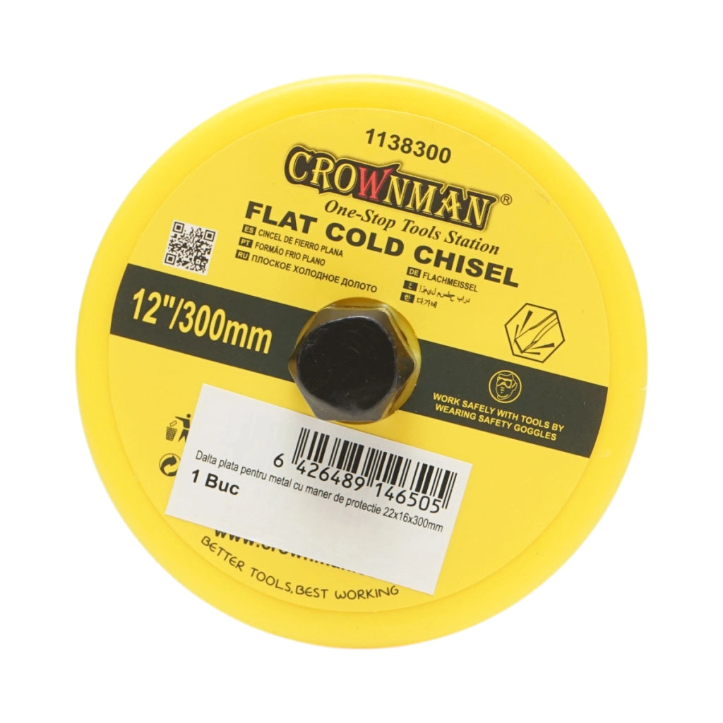 Scalpello piatto per metallo con impugnatura protettiva 22x16x300mm Crownman