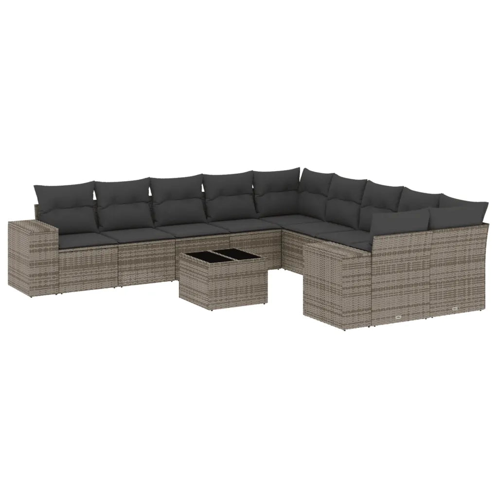 Set Divani da Giardino 11 pz con Cuscini in Polyrattan Grigio 3255457