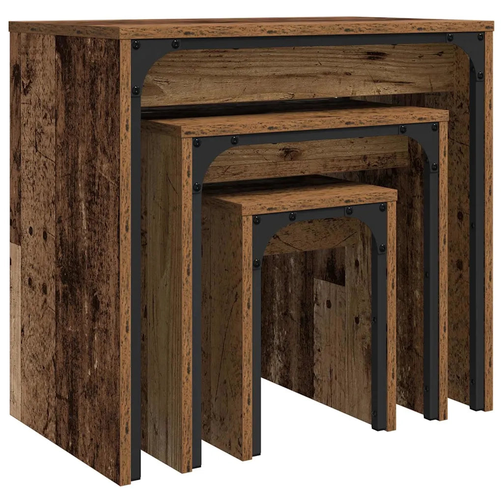 Tavolino da salotto 3 pcs Legno vecchio Legno multistrato