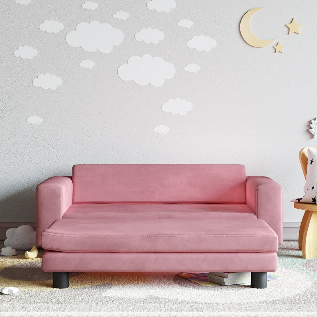 Divano per Bambini con Poggiapiedi Rosa 100x50x30 cm in Velluto 3196410