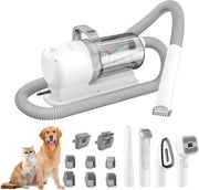 Kit di taglio per cani - 7-in-1 Kit di rasatura per cani - con Aspiratore - Kit di taglio per cani - Trimmer per animali - Aspirazione e taglio - per cani e gatti - 2,5L Cassetto di raccolta - bianco