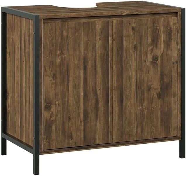 Specchio contenitore bagno Naola, Quercia/nero, 62.2 x 62.5 cm con 1 porta a specchio