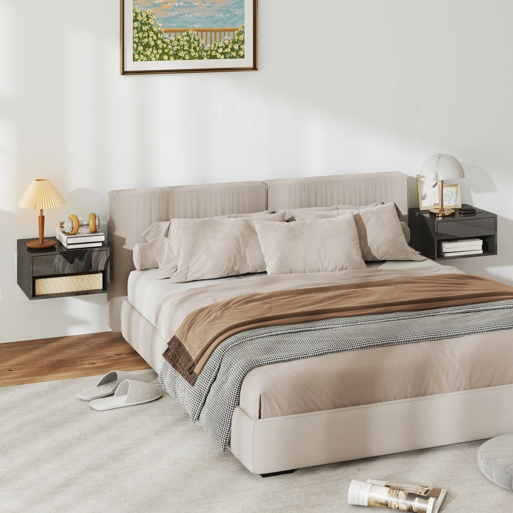 Comodino a muro ¨C zephmum ¨C nero 37x32x21