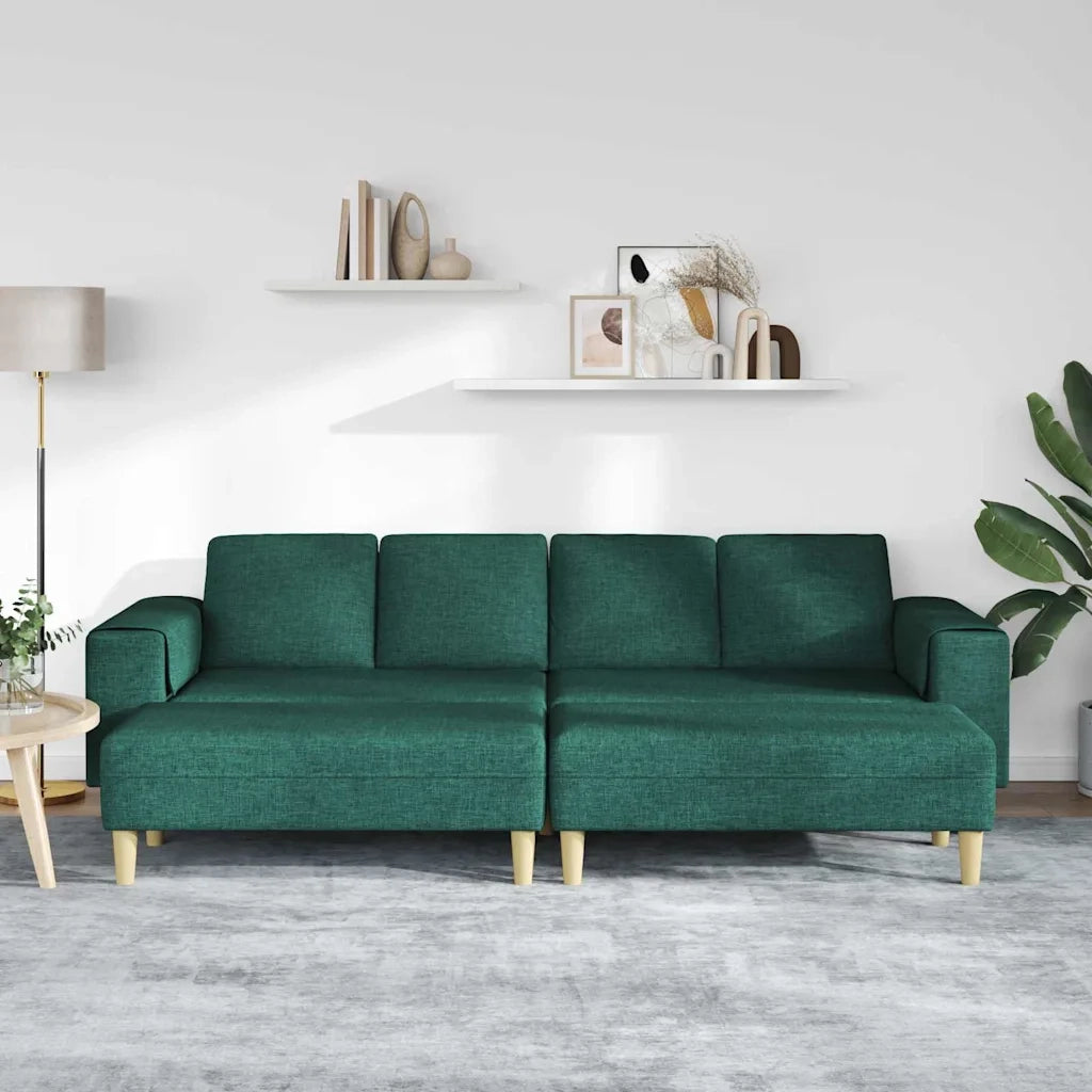 Set di divani 3 pcs Verde scuro Tessuto