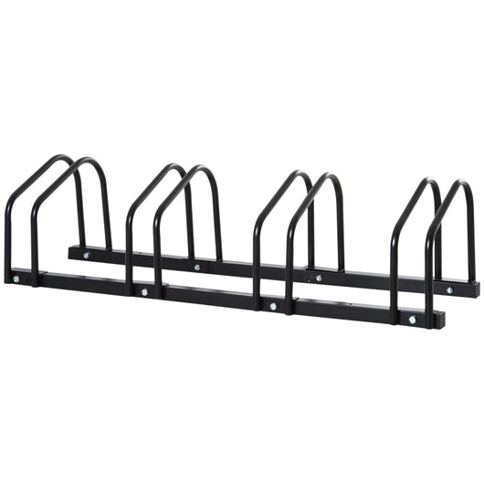 Rastrelliera Porta Biciclette 4 Posti 110x33x27 cm in Acciaio Nero
