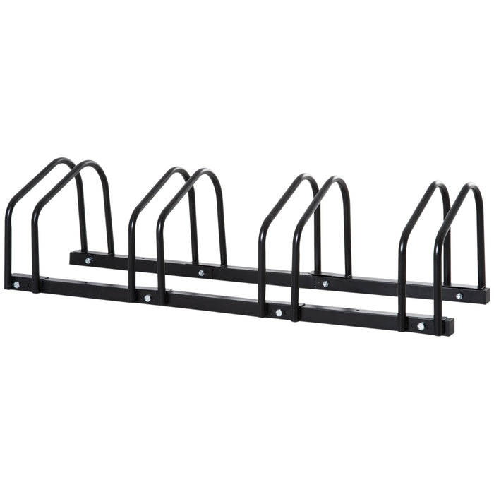 Rastrelliera Porta Biciclette 4 Posti 110x33x27 cm in Acciaio Nero