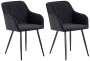 Set di 2 sedie da pranzo Shila nero,Velluto