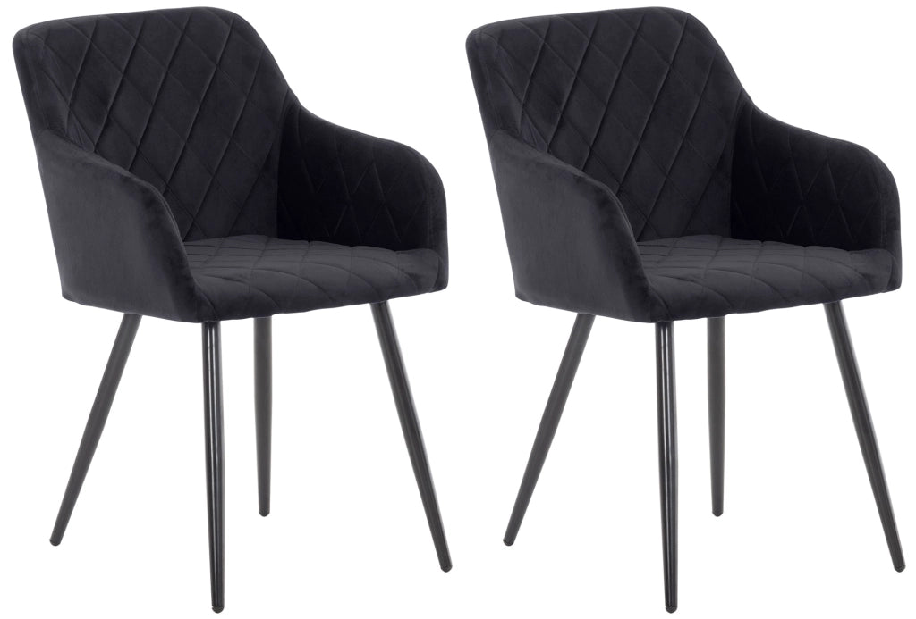 Set di 2 sedie da pranzo Shila nero,Velluto