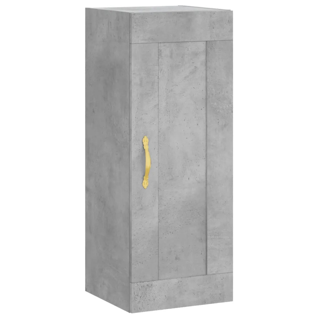 Mobile a Parete Grigio Cemento 34,5x34x90 cm Legno Multistrato