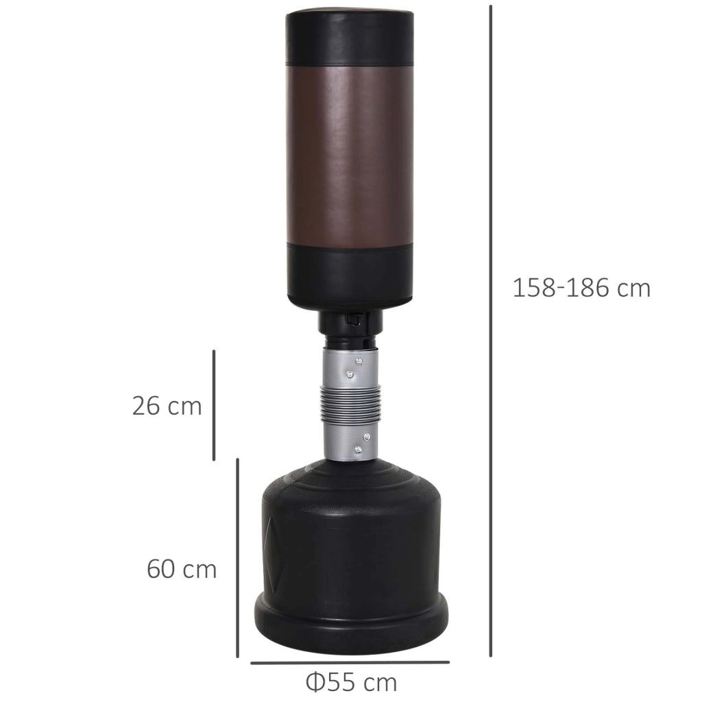Sacco da Boxe con Base ¨C Xylo ¨C Altezza Regolabile 158-186 cm Nero Marrone