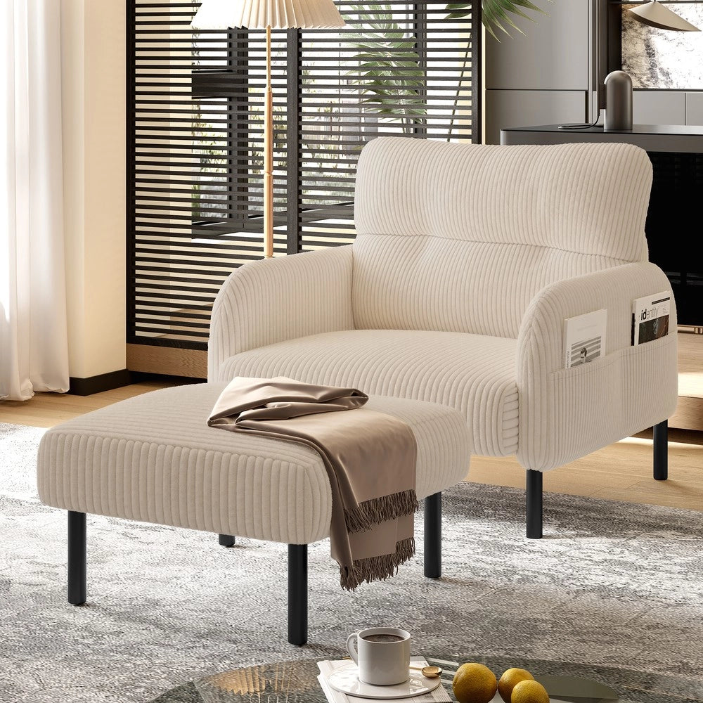 Divano in velluto ¨C Minimal ¨C Grigio chiaro, struttura solida, tasche laterali braccioli