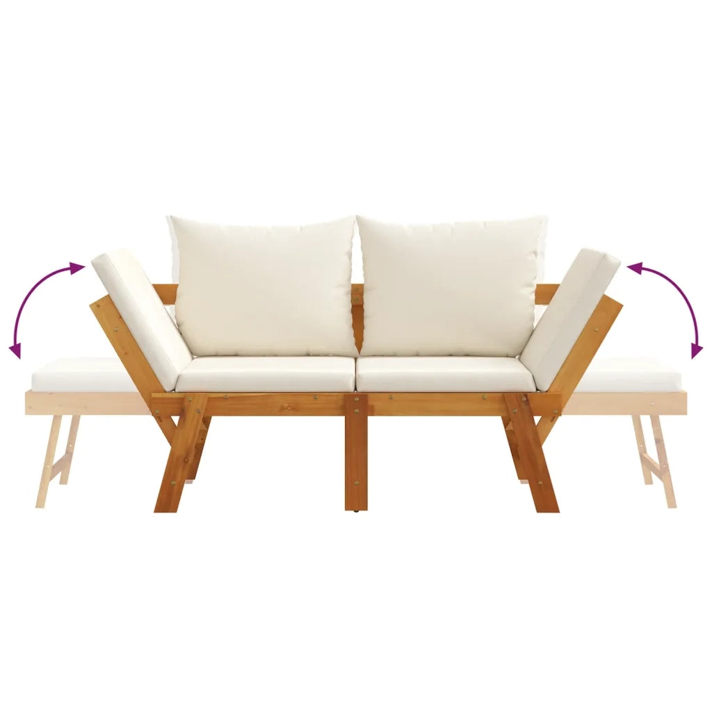 Panchina da Giardino | Panca da Giardino con Cuscini 2-in-1 in Legno di Acacia