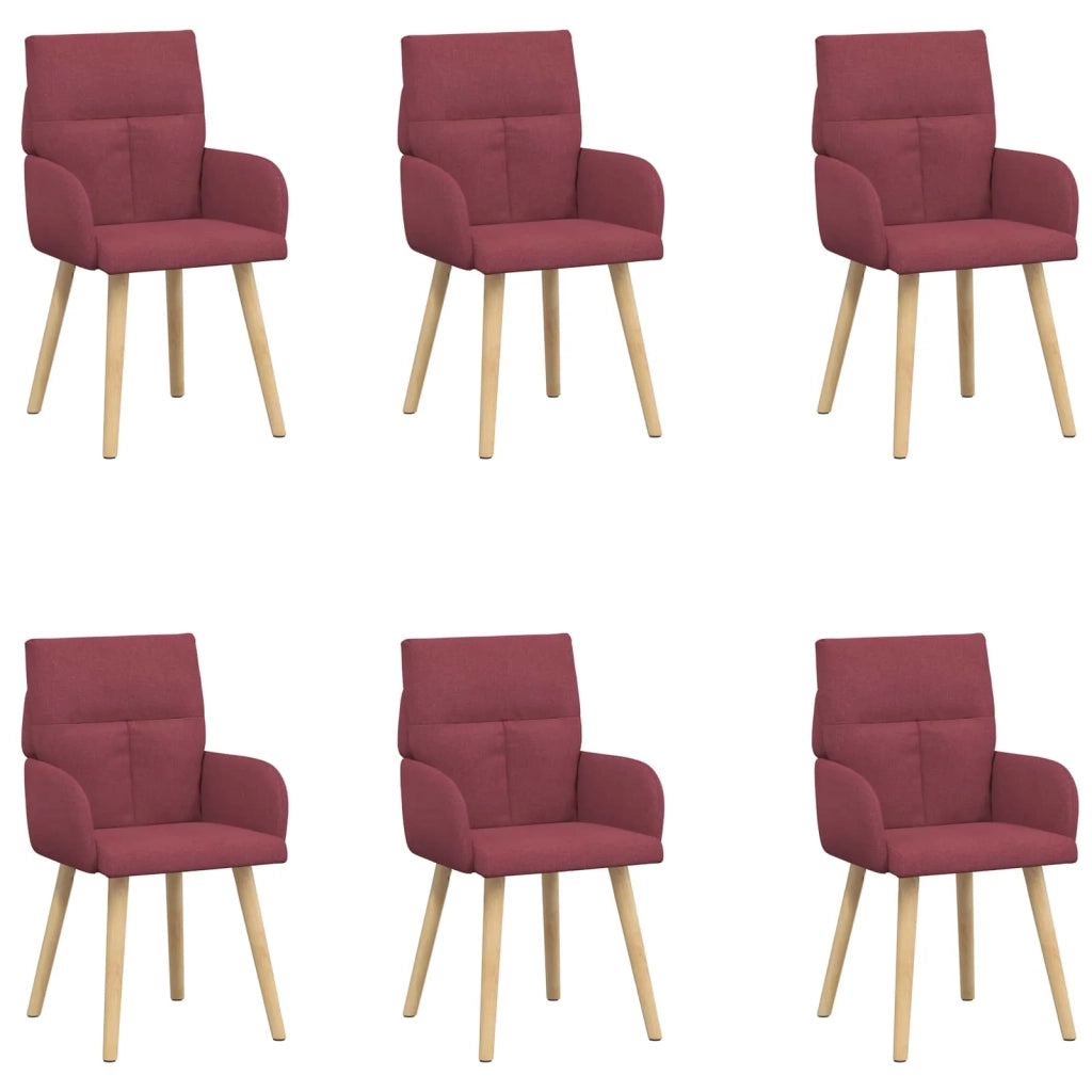 Sedie da pranzo 6 pz Tessuto Rosso Vino 60 x 56 x 96 cm 3428368