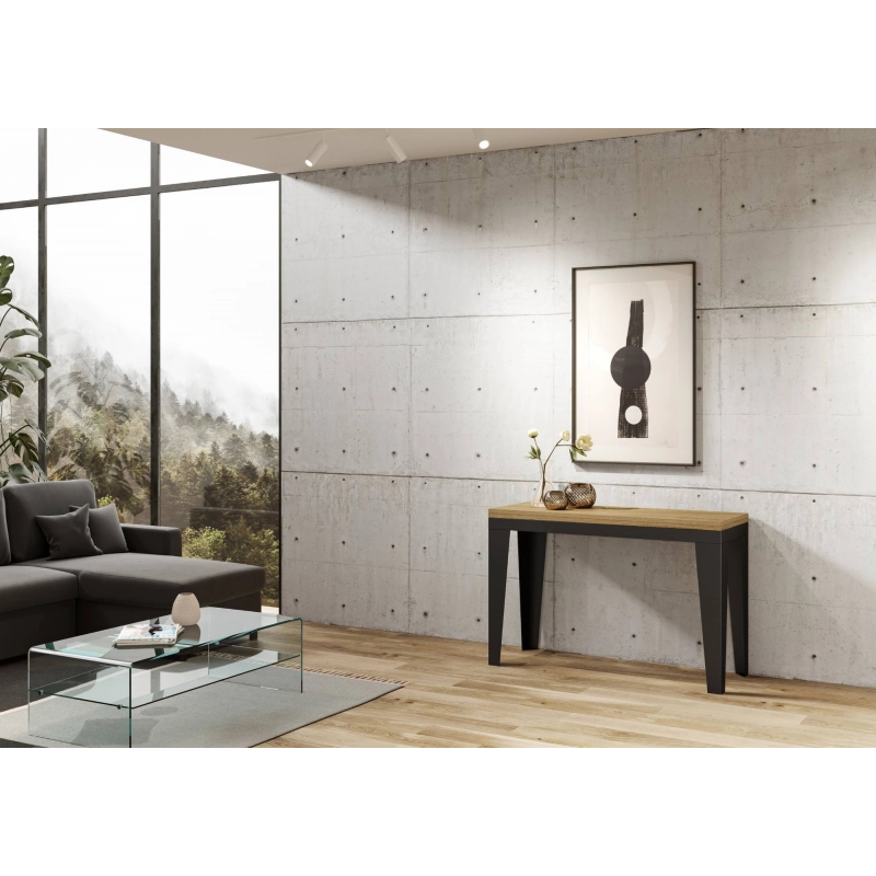 Tavolo apribile 120x45/90 cm Flame Double telaio Antracite - Quercia Natura