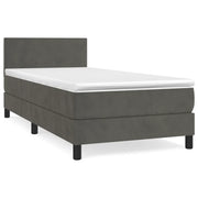 Letto singolo | Letto per adulti | Giroletto a Molle con Materasso Grigio Scuro 90x190 cm Velluto