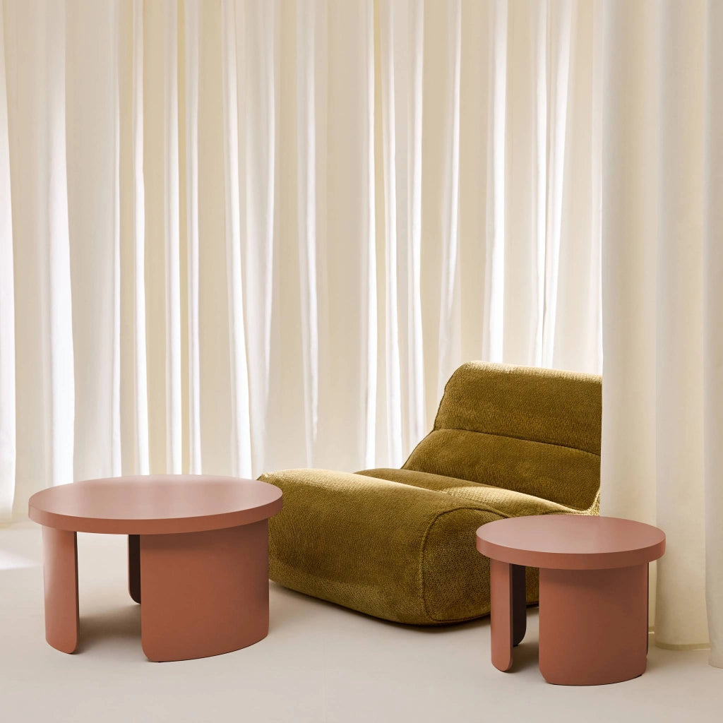 Set di 2 tavolini rotondi impilabili, terracotta