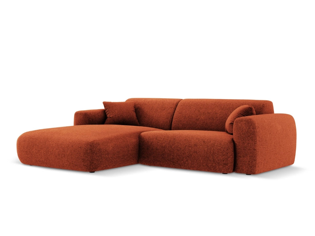 Cosmopolitan Design - Divano angolare sinistro "Nolio" 4 posti in ciniglia terracotta 