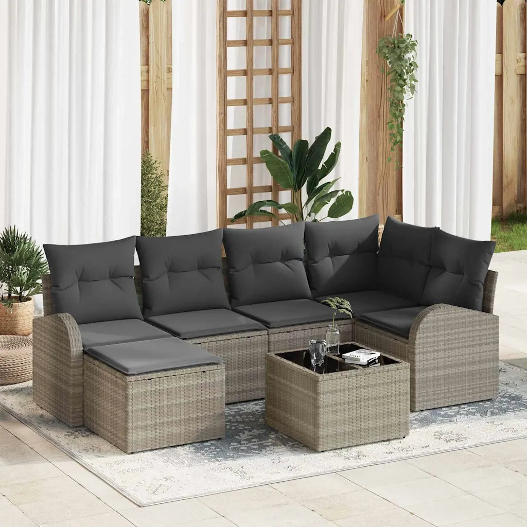 Set Divano da Giardino 7 pcs Grigio chiaro polyrattan 3346122