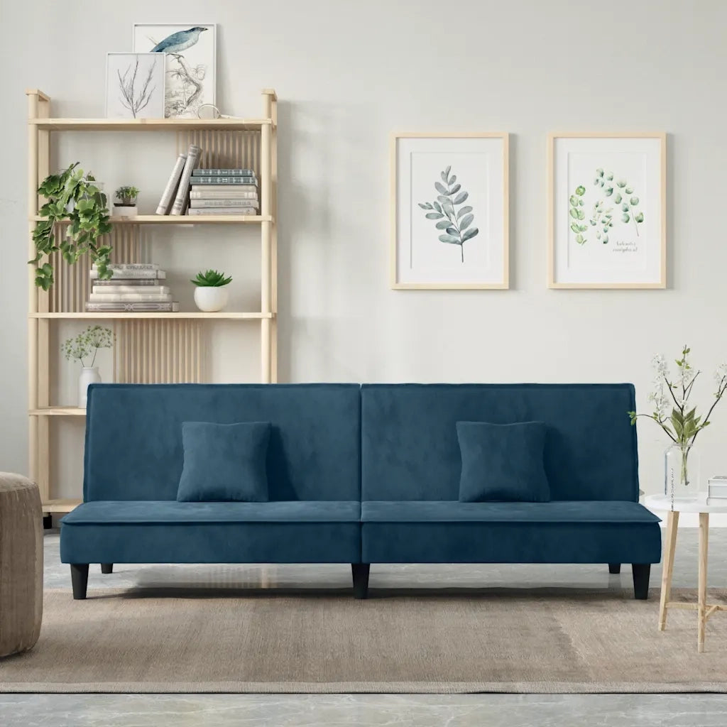 Divano Letto Blu in Velluto