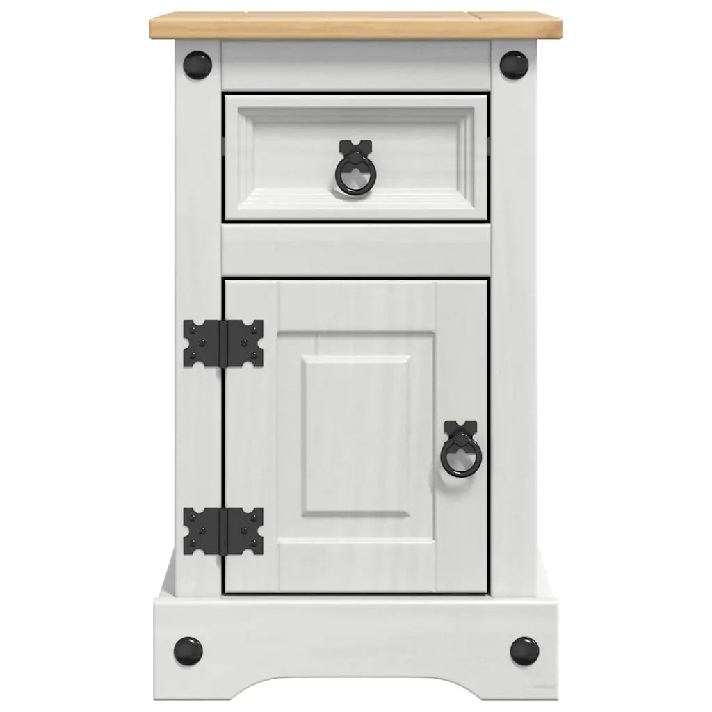 Comodino Corona Bianco 35 x 32,5 x 58 cm Pino massello 42021183