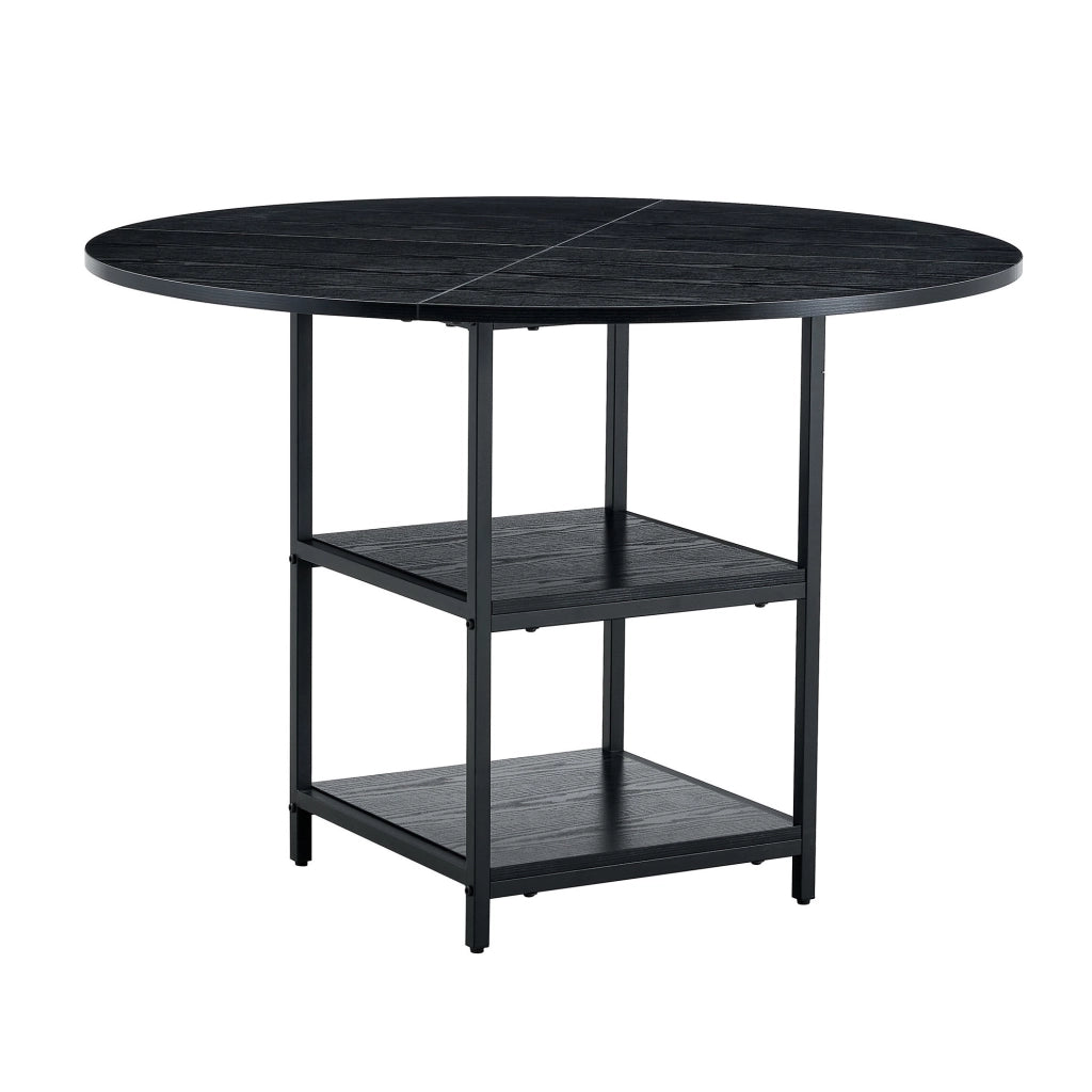 Tavolo da pranzo rotondo nero Ø107 cm con ripiani