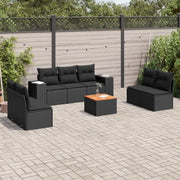 Set Divani da Giardino con Cuscini 8 pz Nero in Polyrattan 3225397