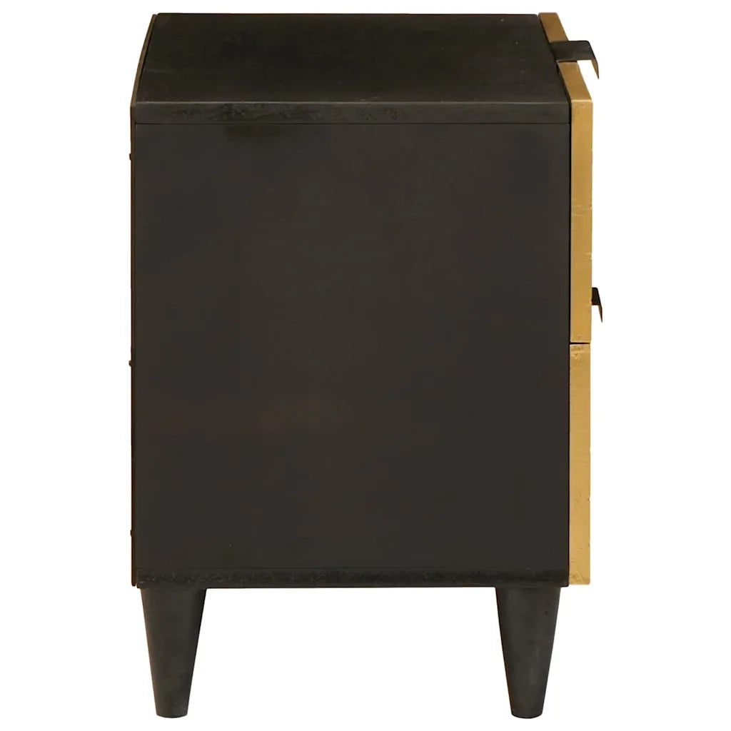 Comodino | Armadio da Notte | Mobiletto da notte Nero e Oro 40 x 33 x 46 cm