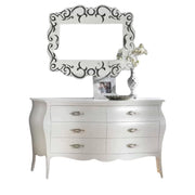 ComÒ bombato classico 6 cassetti shabby bianco opaco 162x58x85 - Mobili 2G