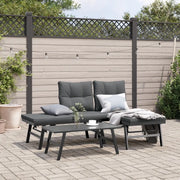 vidaXL Panche Giardino con Cuscini 2pz Nere Acciaio Verniciato Polvere