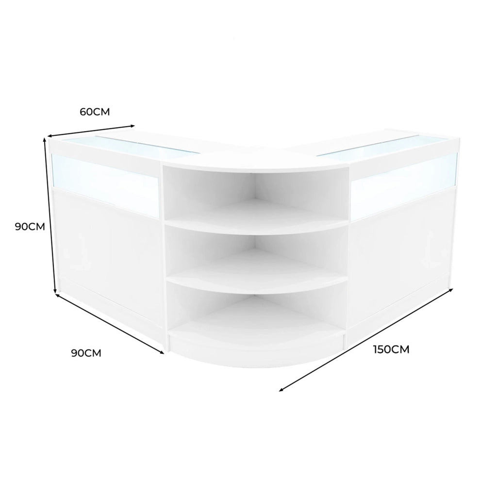 Set Bancone Bianco Theseus LED B900 LM60 con Serratura e Vetrina Espositiva