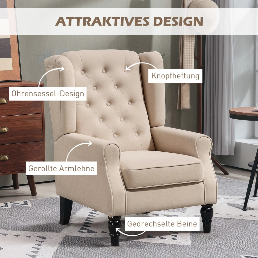 Poltrona Relax Imbottita con Poggiapiedi ¨C Zephmum ¨C Beige 74x87x102 cm