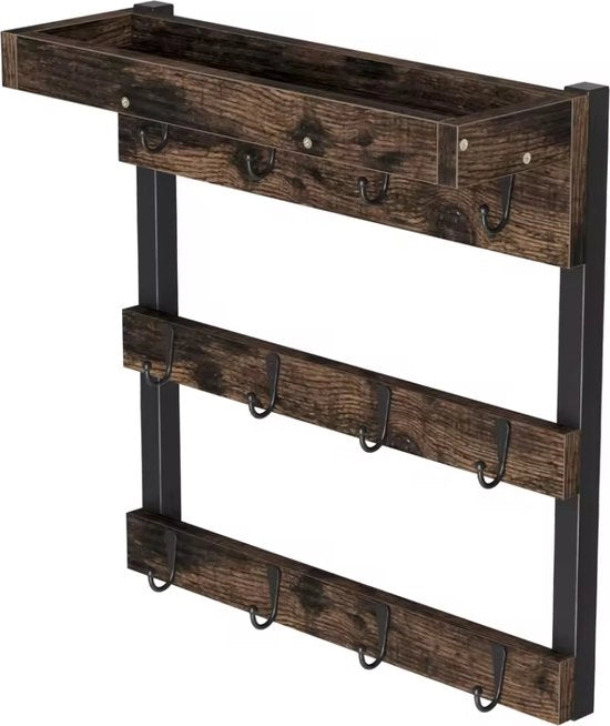 Wandrek a Mokken - Pannello di Stoccaggio - Montato alla Parete - Supporto per Mok - Raccoglitore di Cucina - in Legno e Metallo
