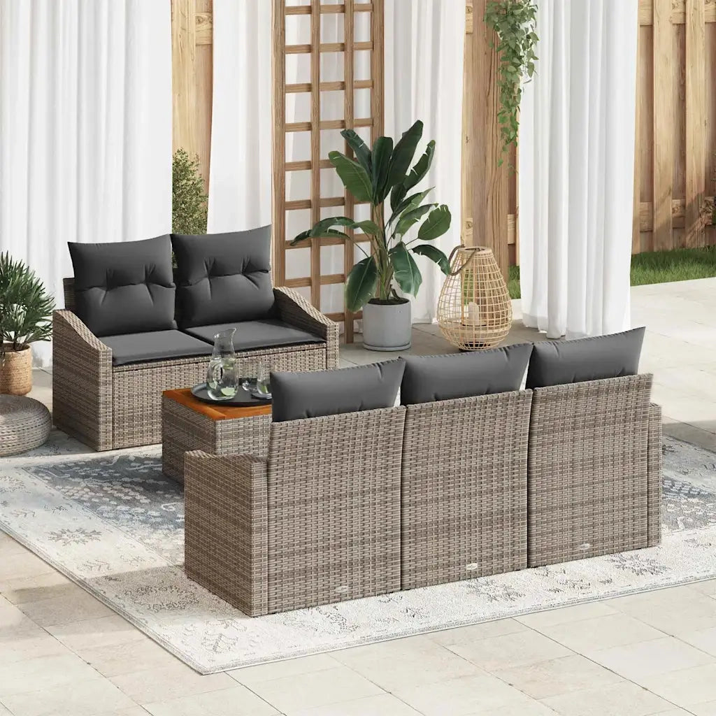 Set Divano da Giardino 6 pcs Grigio polyrattan 3356438