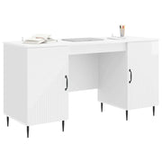 Scrivania | Tavolo da Ufficio Bianco Lucido 142,5 x 50 x 75 cm Legno ingegnerizzato