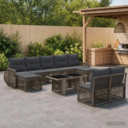Set Divano da Giardino 10 pz Grigio e Grigio Scuro polyrattan 3436997