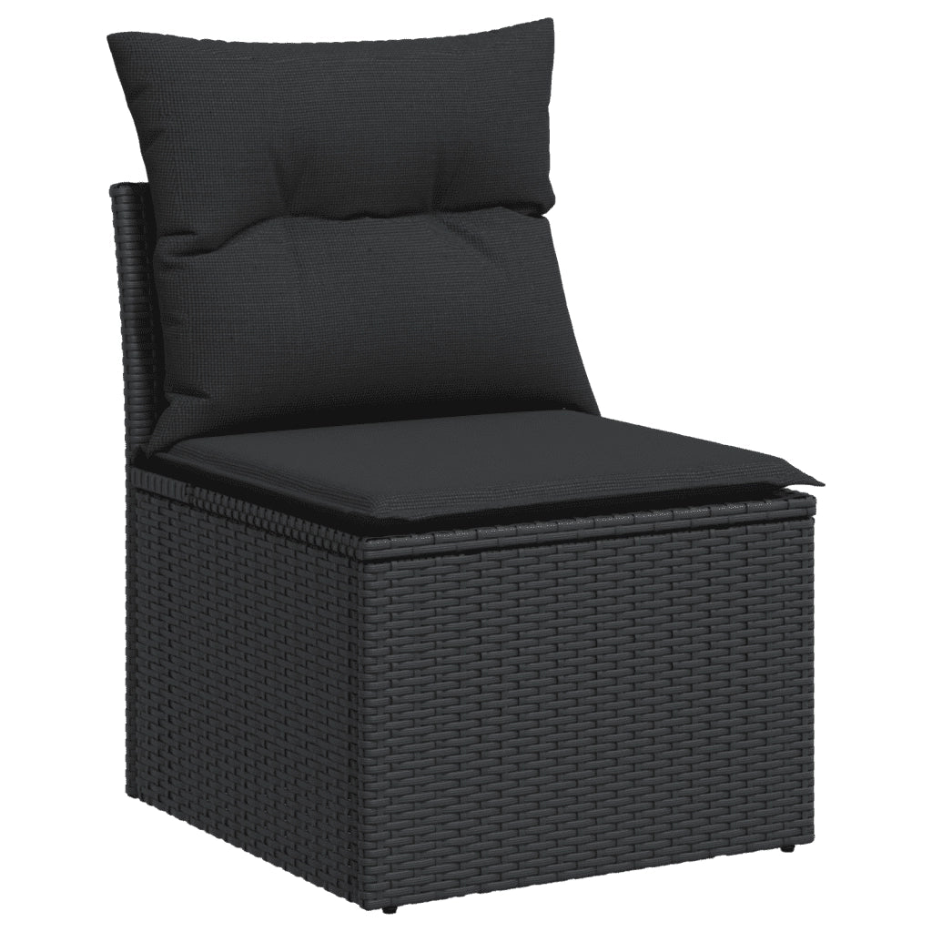 Set Divani da Giardino 10pz con Cuscini in Polyrattan Nero 3219155
