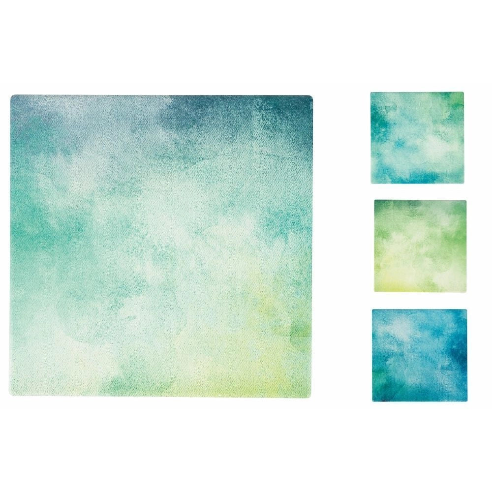 Villa d'Este Home Tivoli 5909378 Ocean Set 4 Sottopentola Quadrati in Ceramica con Fondo in Sughero Termoisolante 16x16 cm