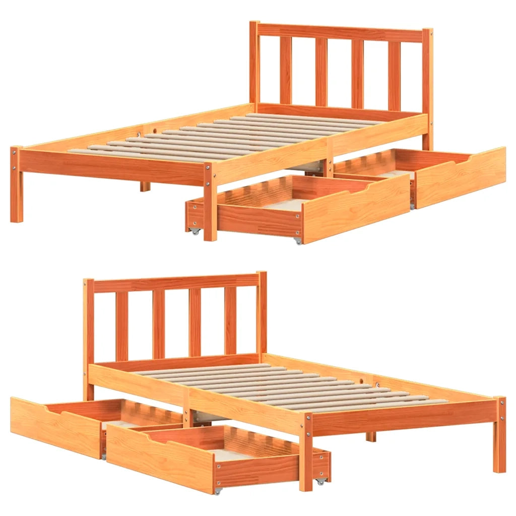 Letto singolo | Letto per adulti | Letto senza Materasso Marrone Cera 100x200 cm in Legno di Pino