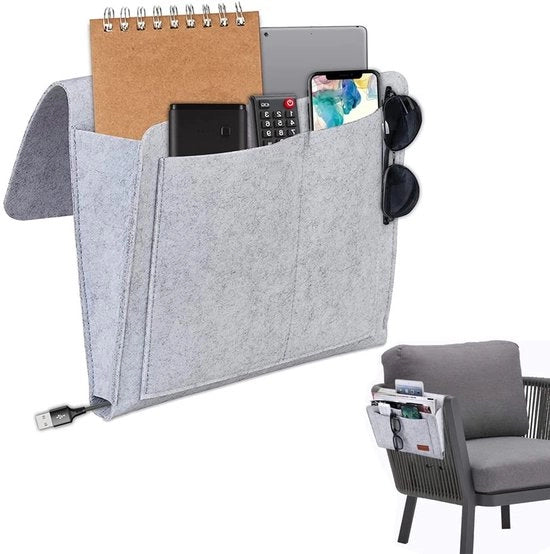 Organizzatore di cassetti per letto in felt - 5 cassettoni per libri e altro - Leggero e robusto - Grigio - Ideale per camera da letto