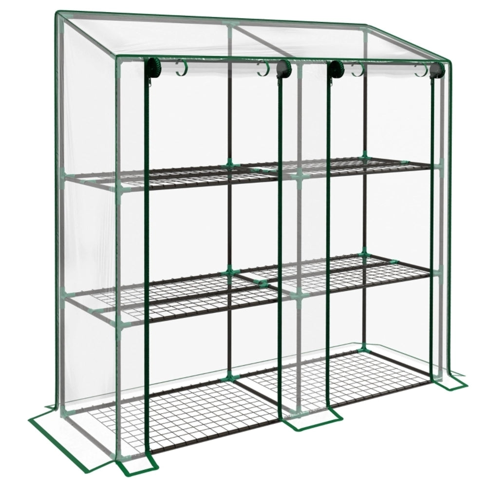 SERRE Mini a 3 livelli 143x46x141/151 cm in acciaio e PVC trasparente