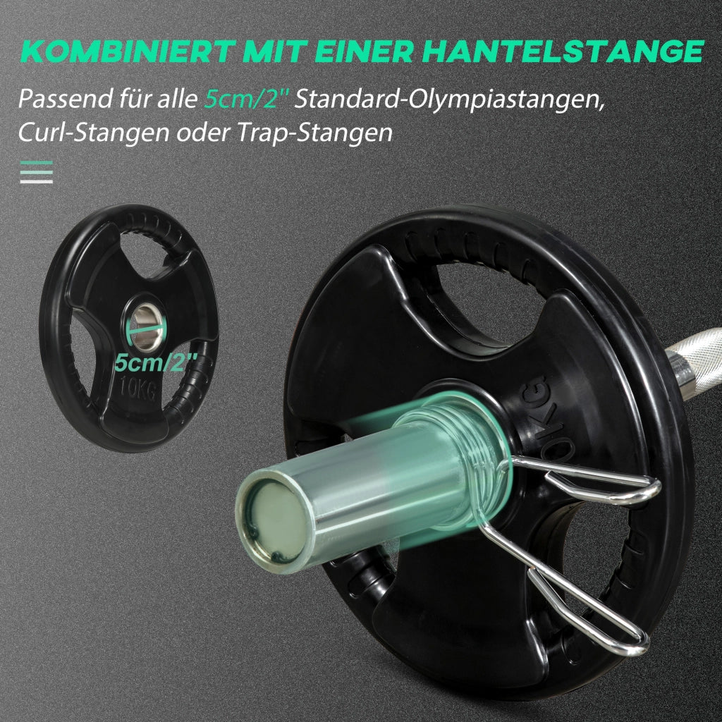 Disco per Manubrio ¨C Xylo ¨C 10 kg, Set da 2, Rivestimento in Gomma, 3 Impugnature